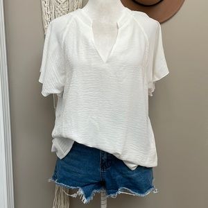 VIVIfashion | Business Casual V-Neck Ruffle Sleeve Chiffon Blouse - L